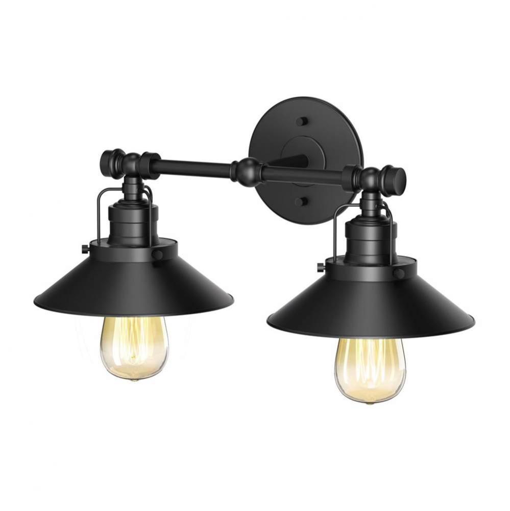 Modern Farmhouse Metal Double Sconce, Matte Black