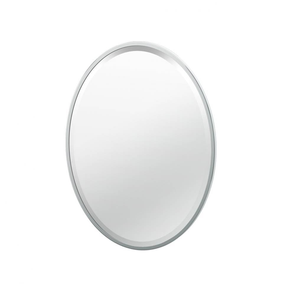 Flush Mount EZ Hanging 27.5&apos;&apos;H Framed Oval Mirror, Chrome