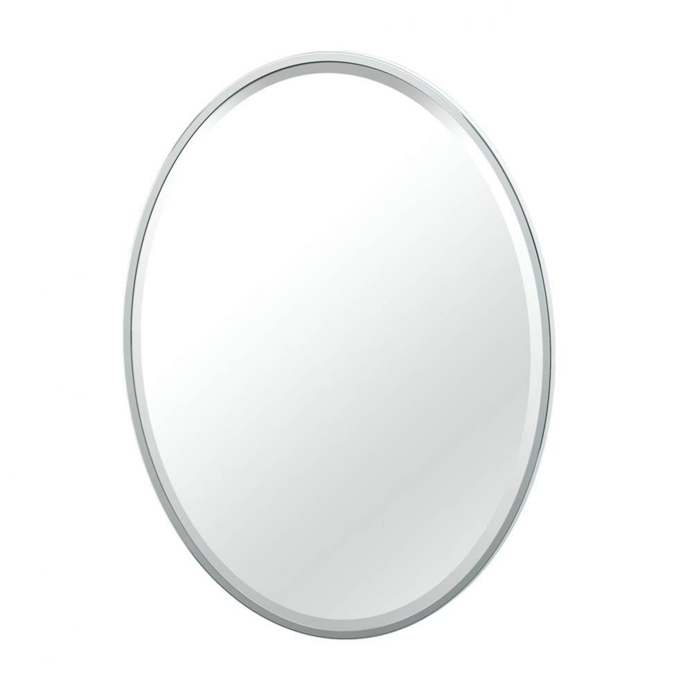 Flush Mount EZ Hanging 33&apos;&apos;H Framed Oval Mirror, Satin Nickel