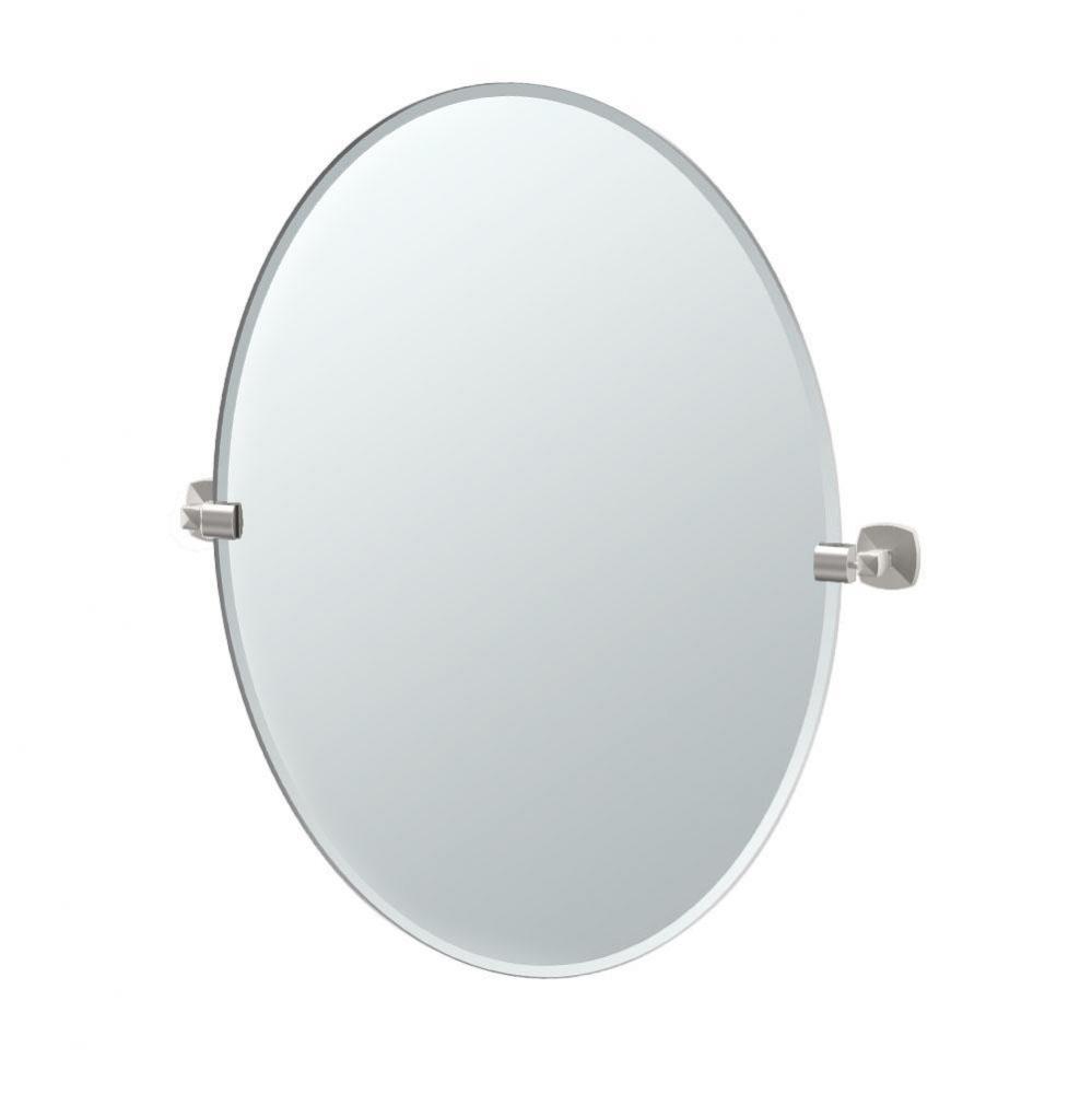 Jewel 32&apos;&apos;H Frameless Oval Mirror, Satin Nickel