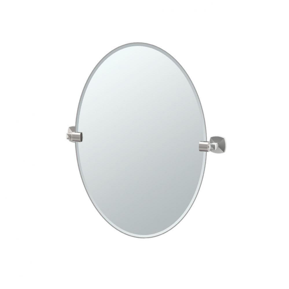 Jewel 26.5&apos;&apos;H Frameless Oval Mirror, Satin Nickel