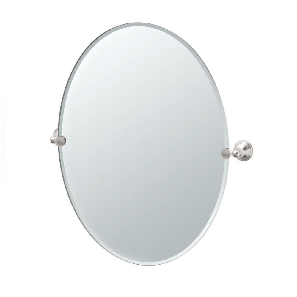 Charlotte, 32&apos;&apos;H Frameless Oval Mirror, Satin Nickel