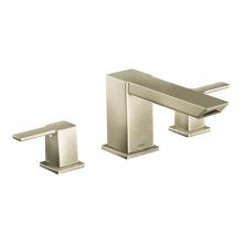 Moen TS903BN - 90-Degree 2-Handle Deck-Mount High-Arc Roman Tub Faucet Trim Kit in Brushed Nickel (Valve Sold Sep