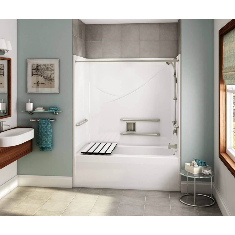 OPTS-6032 - ADA Compliant AcrylX Alcove Left-Hand Drain One-Piece Tub Shower in White