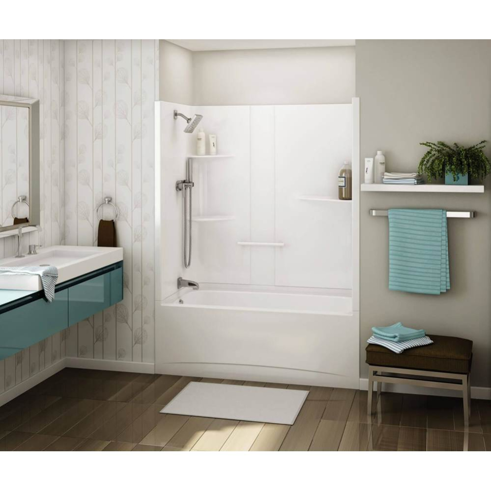 ALLIA TS-6032 Acrylic Alcove Right-Hand Drain Two-Piece Aeroeffect Tub Shower in White