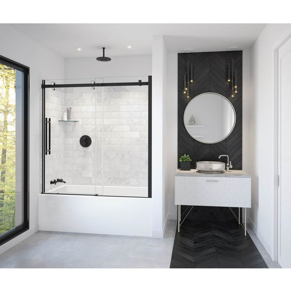 Vela 56.5-59 x 59 in. 8 mm Sliding Tub Door for Alcove Installation with Clear glass in Matte Blac