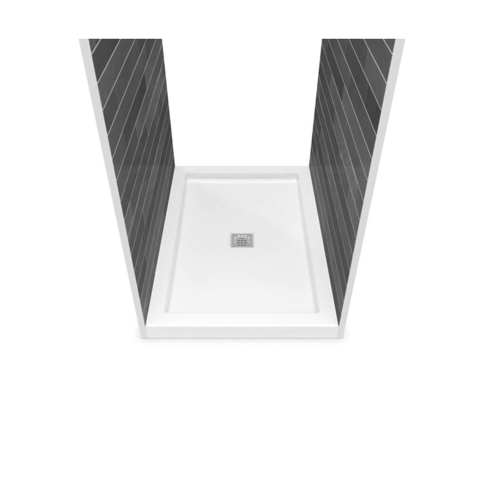 B3Square 4832 Acrylic Tunnel Shower Base in White with Center Drain