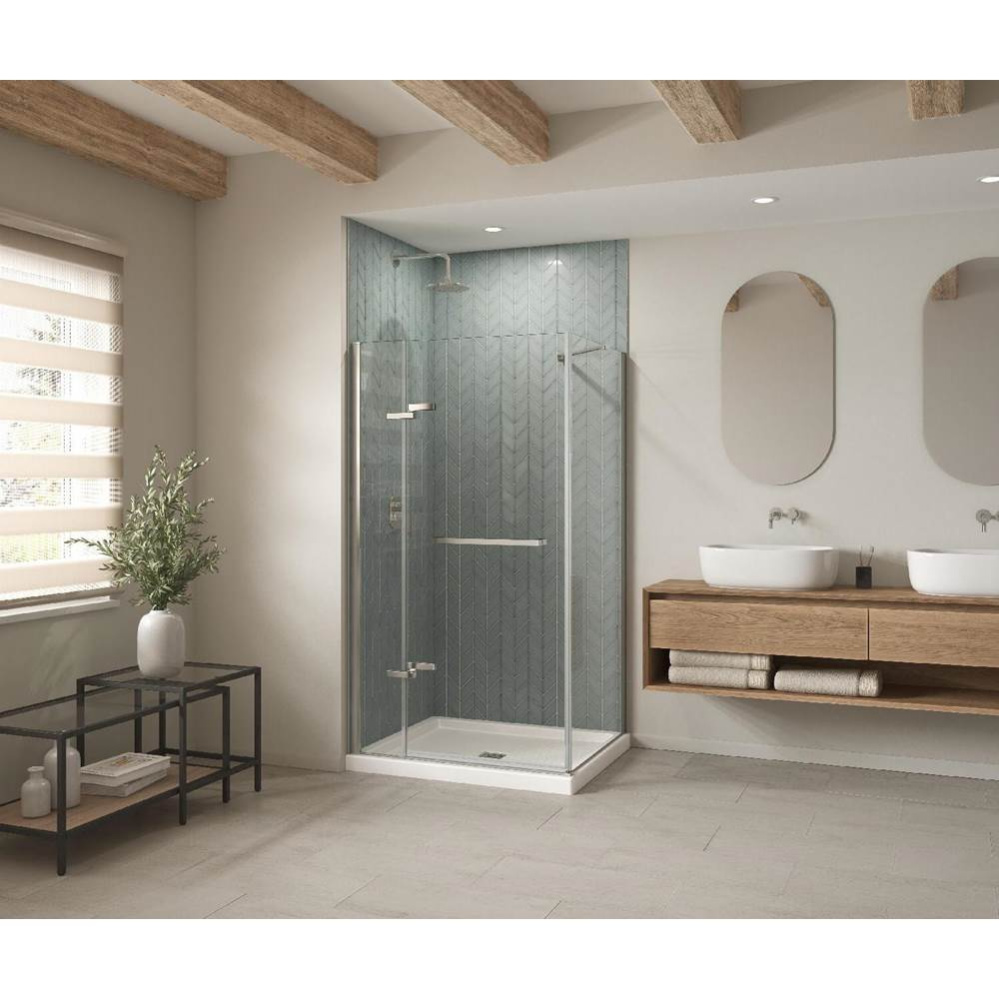 B3Square 4842 Acrylic Corner Left Shower Base in White with Anti-slip Bottom with Center Drain