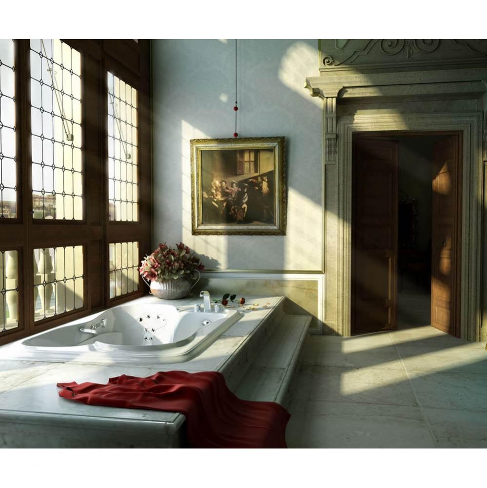 Crescendo 72 in. x 47.75 in. Drop-in Bathtub with Aerofeel System End Drain in White