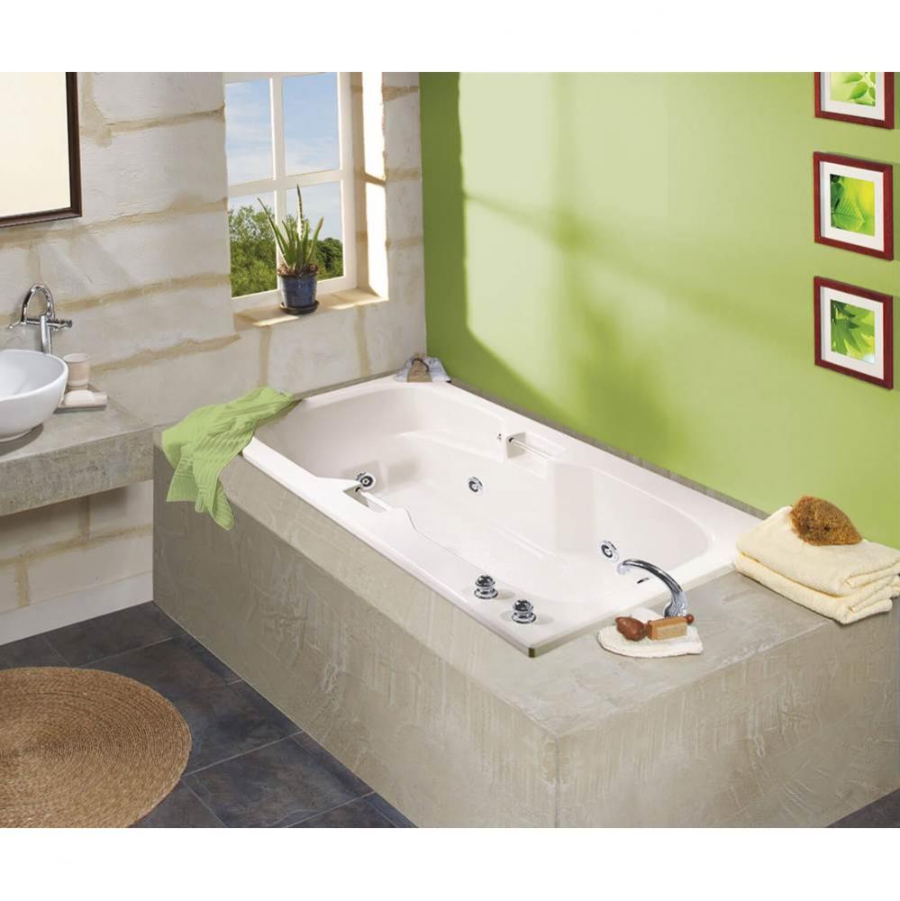 Lopez 71.625 in. x 36.125 in. Alcove Bathtub with Aeroeffect System End Drain in White