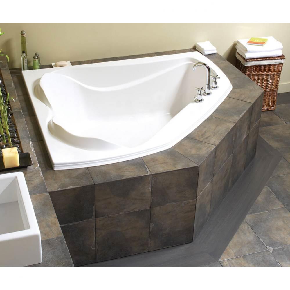 Cocoon 59.75 in. x 53.875 in. Corner Bathtub with Center Drain in White