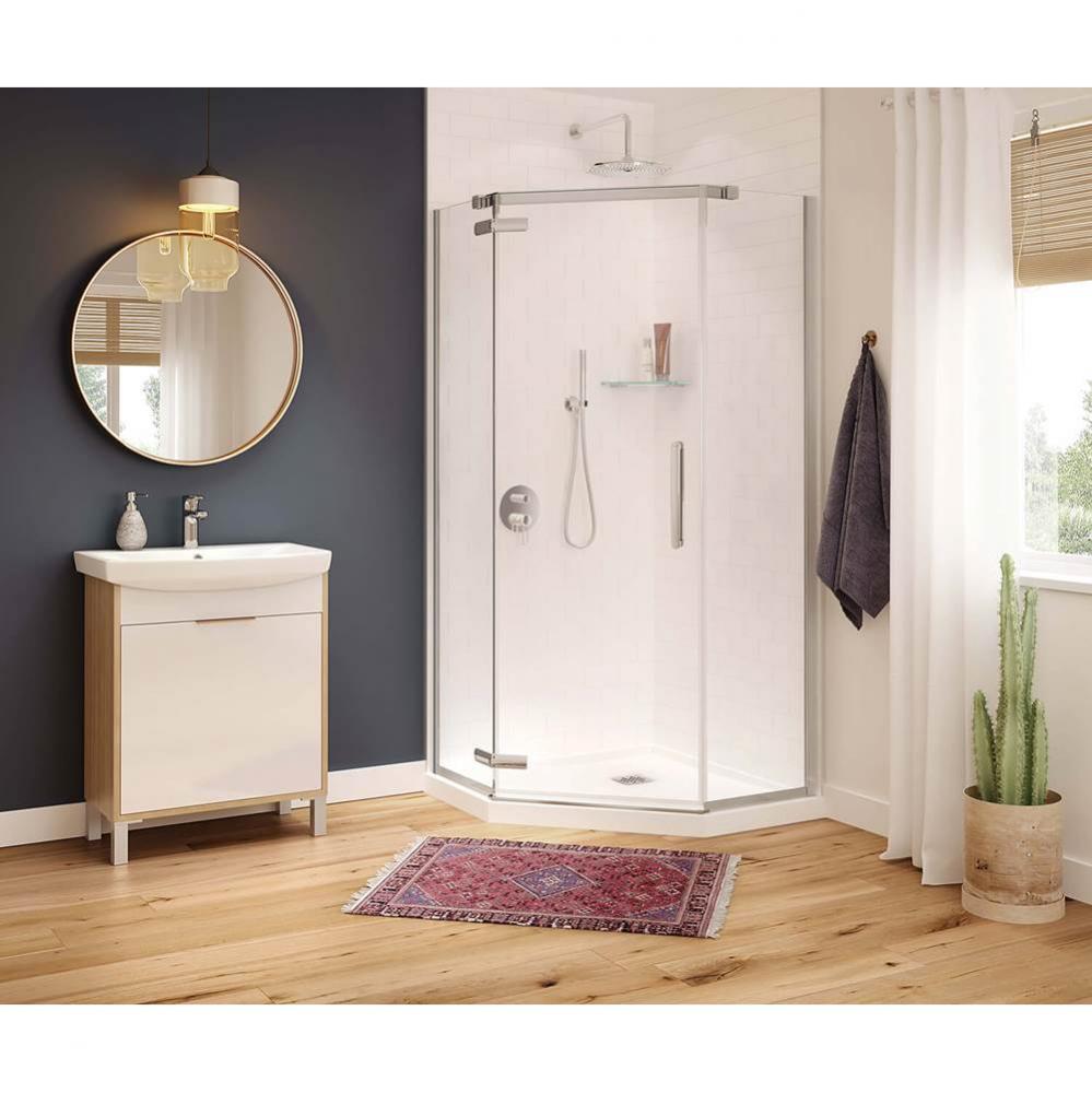 Hana Neo-angle 40 in. x 40 in. x 75 in. Pivot Corner Shower Door with Clear Glass in Chrome