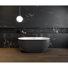 Maax 106877-000-240-100 - Tosca Matte 5932 Acrylic Freestanding Center Drain Bathtub in Matte White with Matte Black Skirt