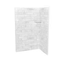 Maax 107462-307-508-000 - Utile 4836 Composite Direct-to-Stud Two-Piece Corner Shower Wall Kit in Marble Carrara