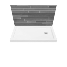 Maax 420004-505-001-100 - B3Square 6030 Acrylic Wall Mounted Shower Base in White with Left-Hand Drain