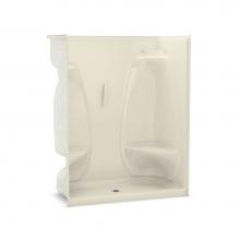 Maax 141054-2-000-004 - ACSH/RS/LS/NS-60 60 in. x 33.25 in. x 75 in. 1-piece Shower with Two Seats, Center Drain in Bone