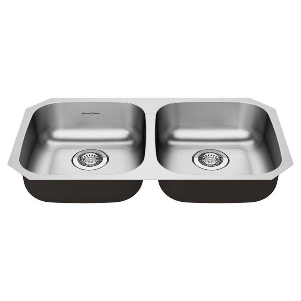Portsmouth&#xae; 32 x 18-Inch Stainless Steel Undermount Double-Bowl ADA Kitchen Sink