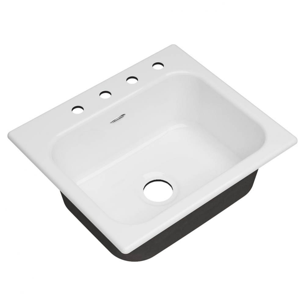 Quince&#xae; 25 x 22-Inch Cast Iron 4-Hole Drop In Single Bowl Kitchen Sink