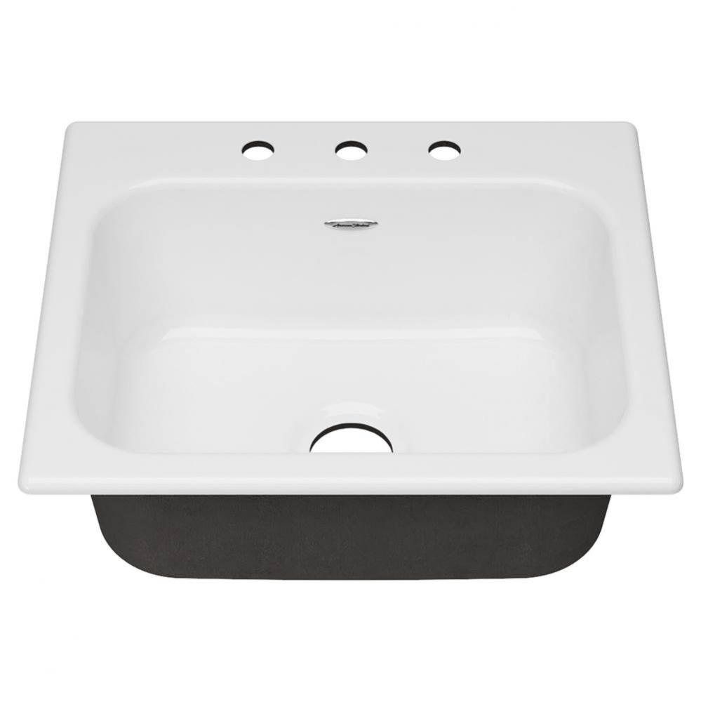 Quince&#xae; 25 x 22-Inch Cast Iron 3-Hole Drop-In Single Bowl Kitchen Sink