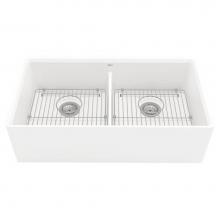 American Standard 1180DB3620.291 - Avery® 36 x 20-Inch Fine Fireclay Undermount or Flush Mount Double Bowl Apron Kitchen Sink