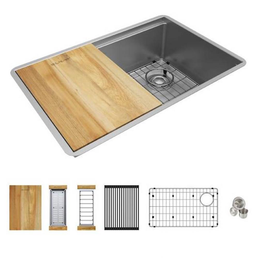 27&apos;&apos; Stainless Steel Large Single Bowl Undermount Workstation