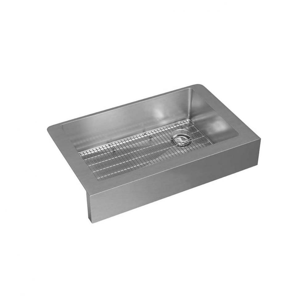 18 Gauge Stainless Steel 31.5&apos;&apos; x 18.5&apos;&apos; x 9&apos;&apos; Single Bowl Apron Fro