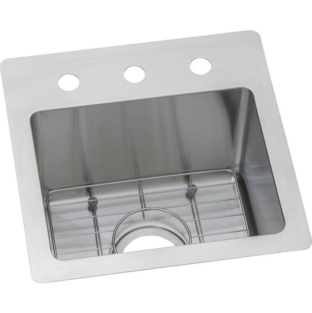 18 Gauge Stainless Steel 15&apos;&apos; x 15&apos;&apos; x 9&apos;&apos; Single Bowl Dual Mount Ba