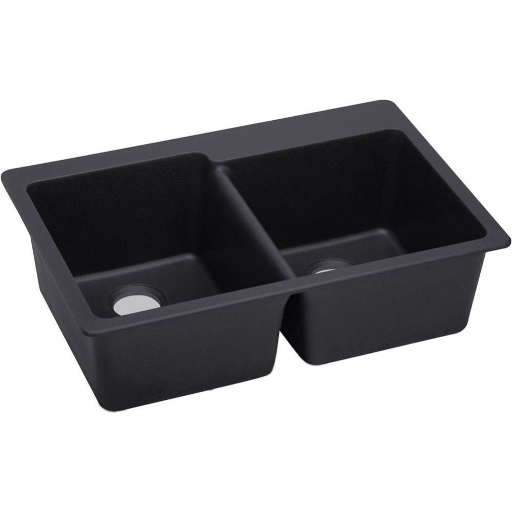 Quartz Luxe 33&apos;&apos; x 22&apos;&apos; x 9-1/2&apos;&apos; Offset Double Bowl Drop-in Sink Ca