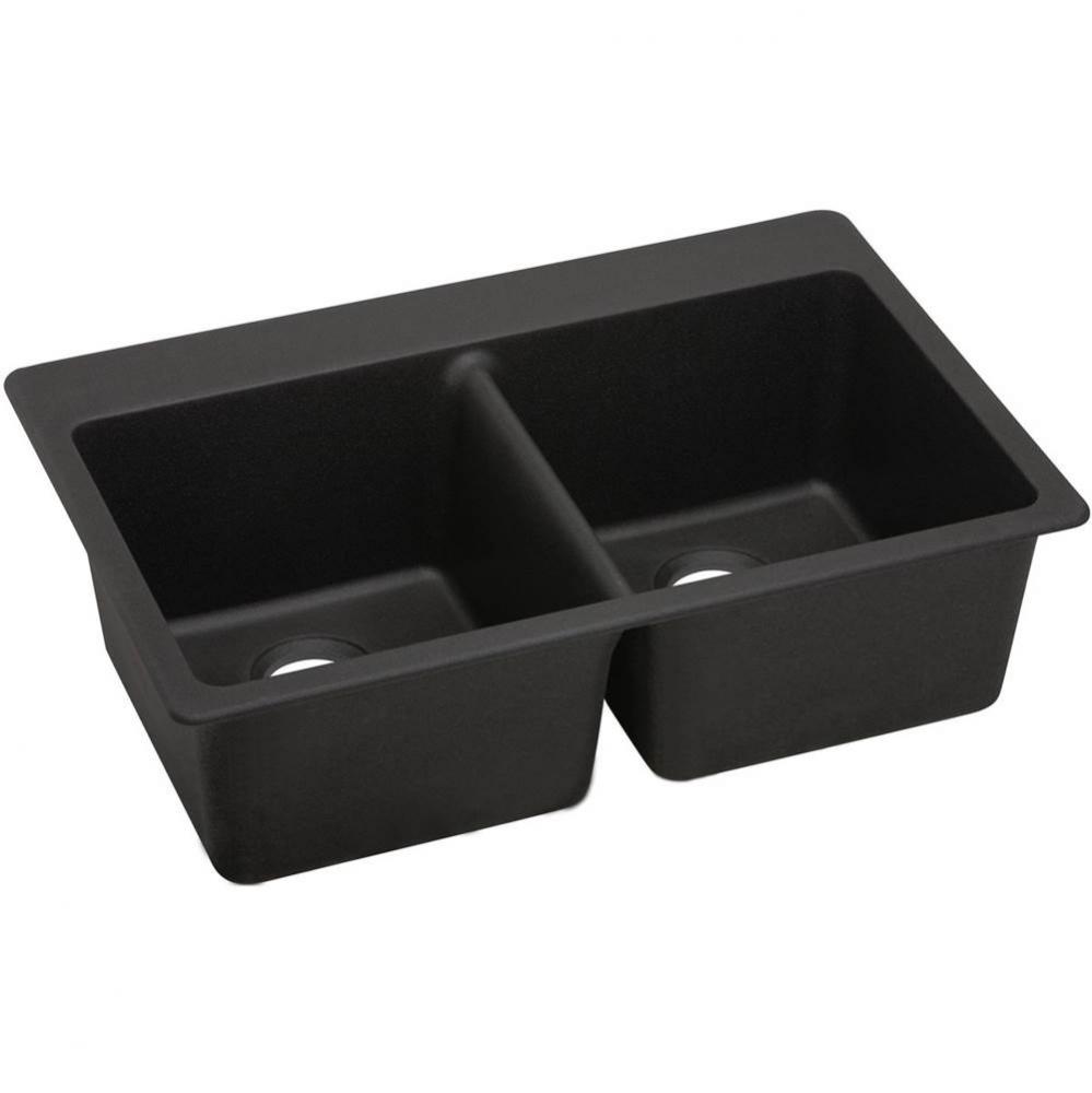 Quartz Luxe&#xae; 33&apos;&apos; x 22&apos;&apos; x 9-1/2&apos;&apos; Equal Double Bowl Drop-in Si