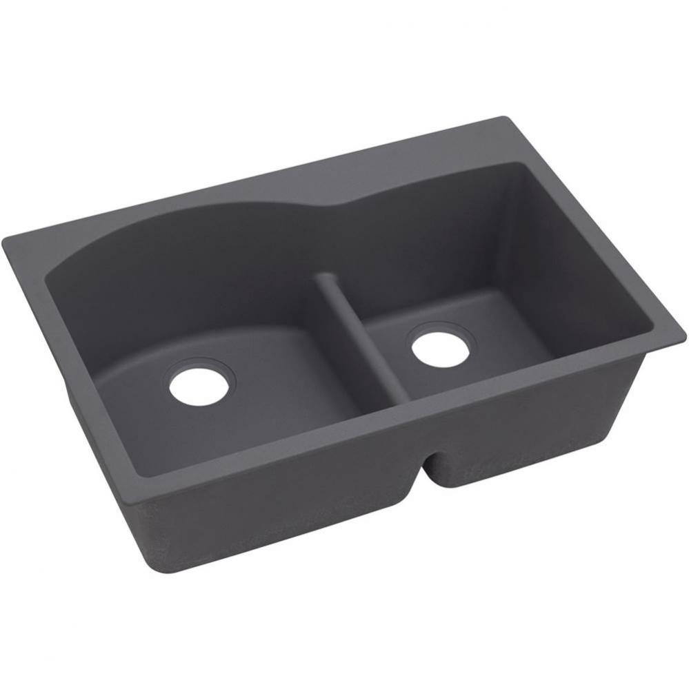 Quartz Luxe 33&apos;&apos; x 22&apos;&apos; x 10&apos;&apos; Offset 60/40 Double Bowl Drop-in Sink