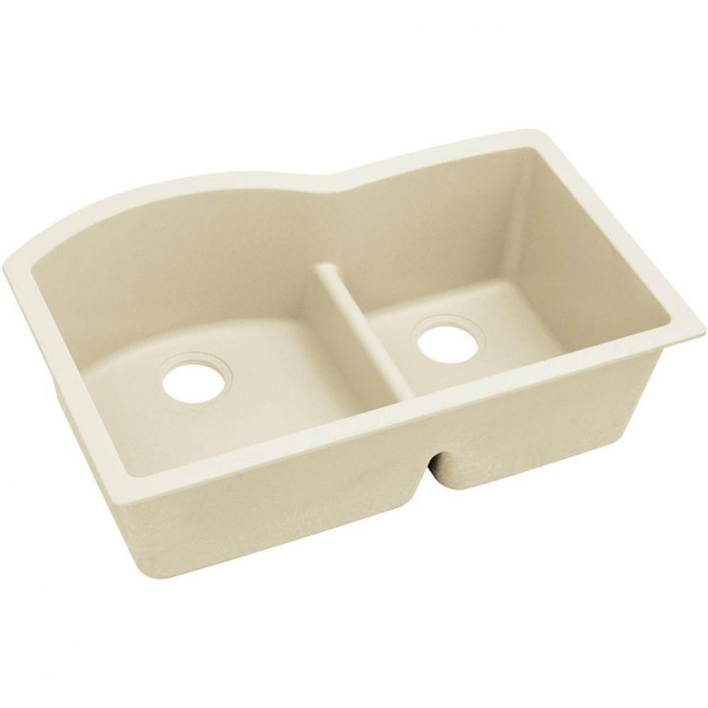 Quartz Luxe 33&apos;&apos; x 22&apos;&apos; x 10&apos;&apos; Double Bowl Undermount Sink with Aqua