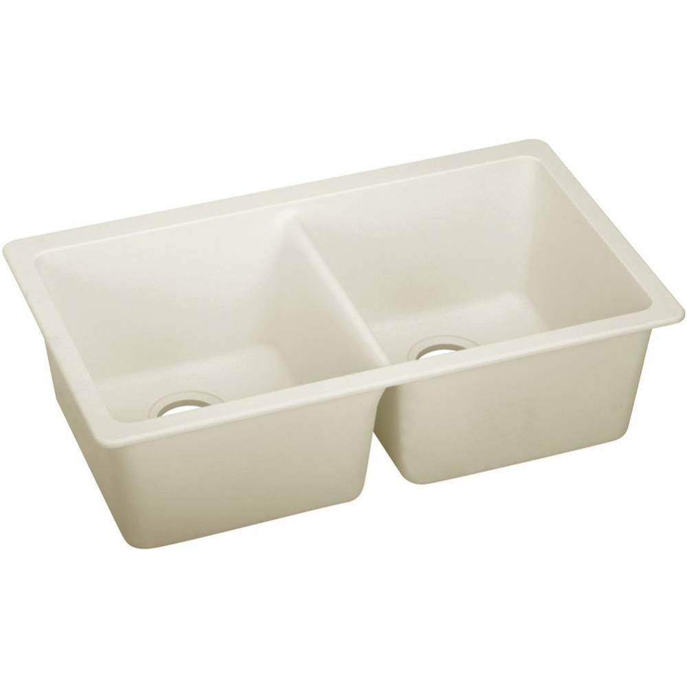 Quartz Luxe 33&apos;&apos; x 18-1/2&apos;&apos; x 9-1/2&apos;&apos; Double Bowl Undermount Sink, P