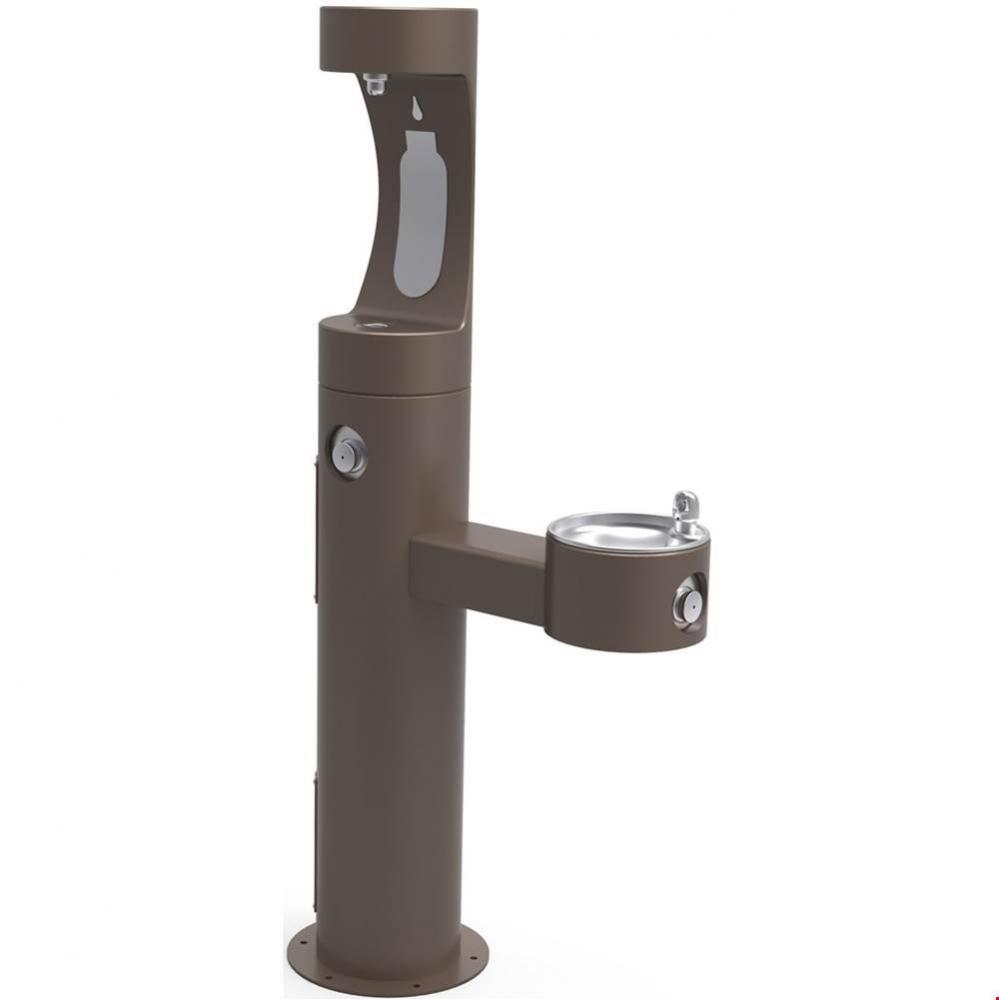 Outdoor ezH2O Upper Bottle Filling Station Bi-Level Pedestal, Non-Filtered Non-Refrigerated Brown