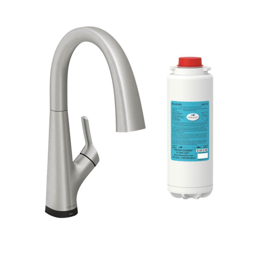 Single Lever, 2in1 Kitchen Filtration Faucet, Lustrous Steel