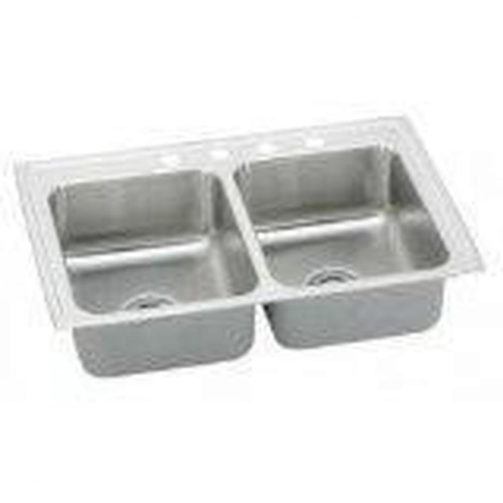 18 Gauge Stainless Steel 29&apos;&apos; x 22&apos;&apos; x 7.625&apos;&apos; Double Bowl Drop-in K