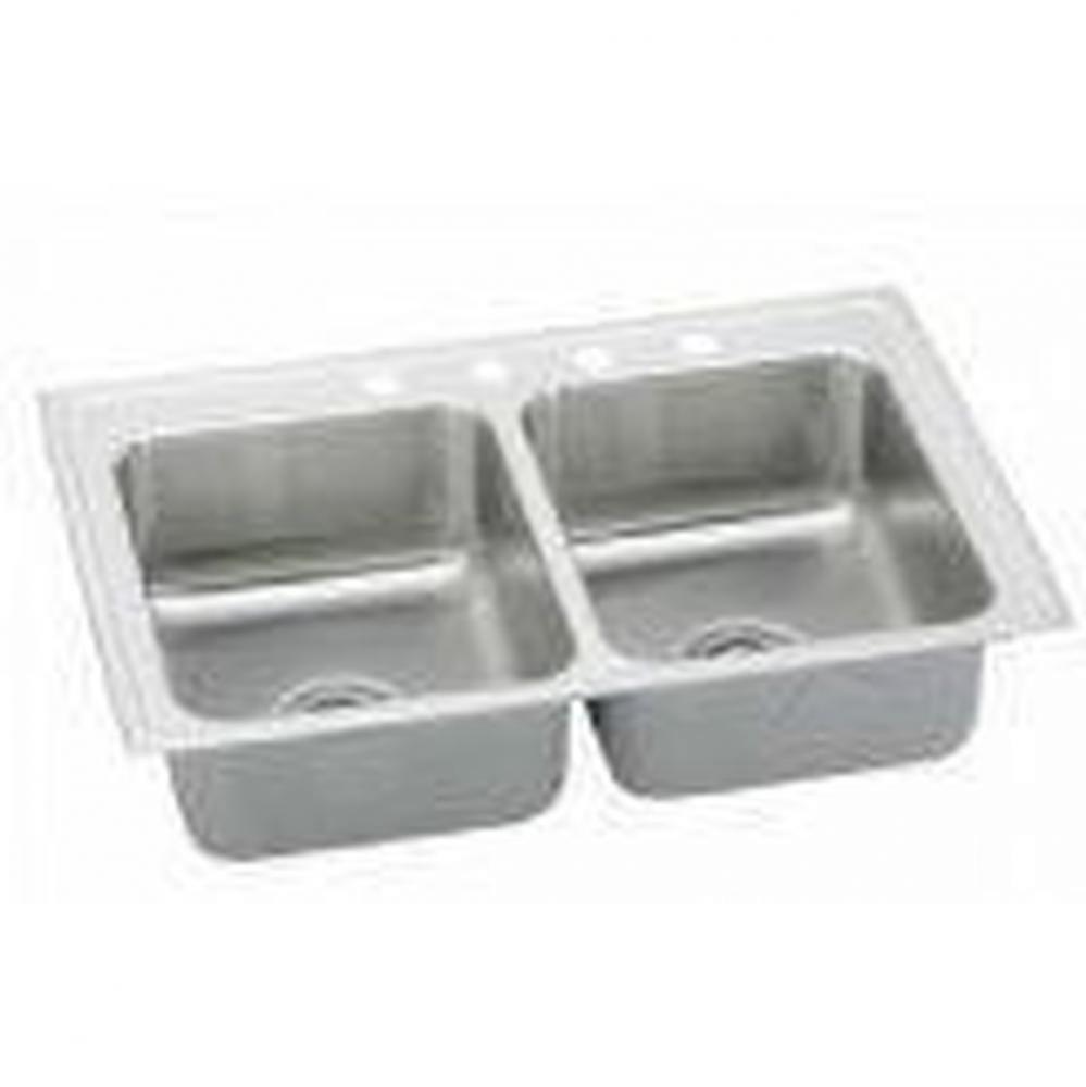 18 Gauge Stainless Steel 29&apos;&apos; x 22&apos;&apos; x 6&apos;&apos; Double Bowl Drop-in Kitch