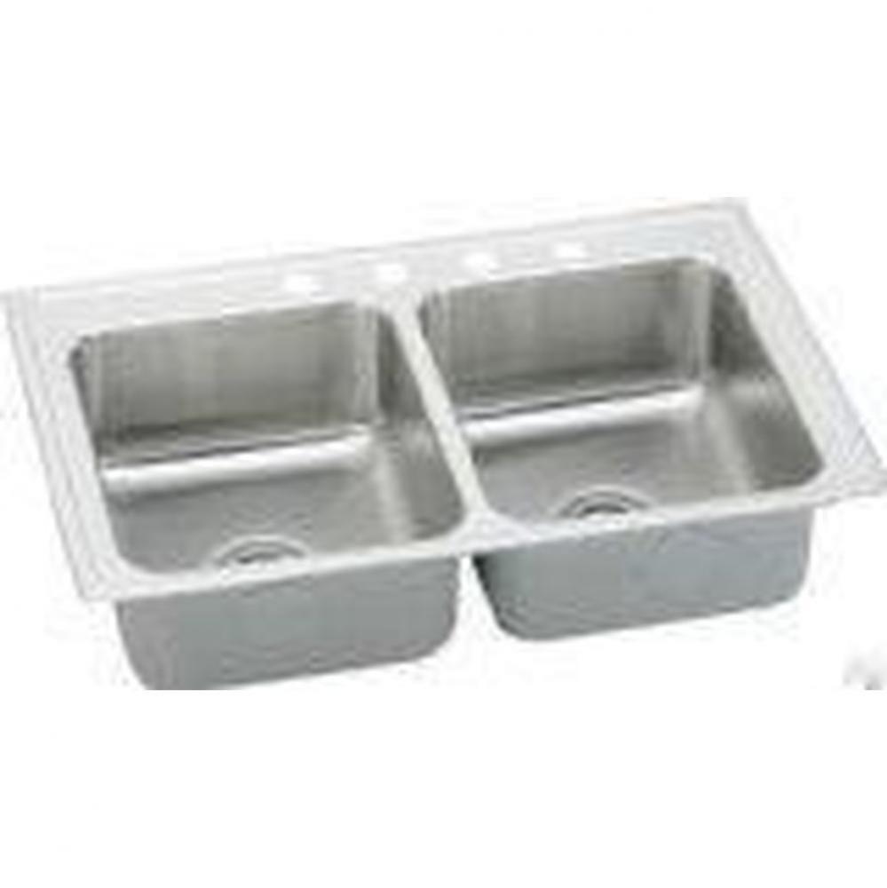 18 Gauge Stainless Steel 33&apos;&apos; x 19.5&apos;&apos; x 6&apos;&apos; Double Bowl Drop-in Kit