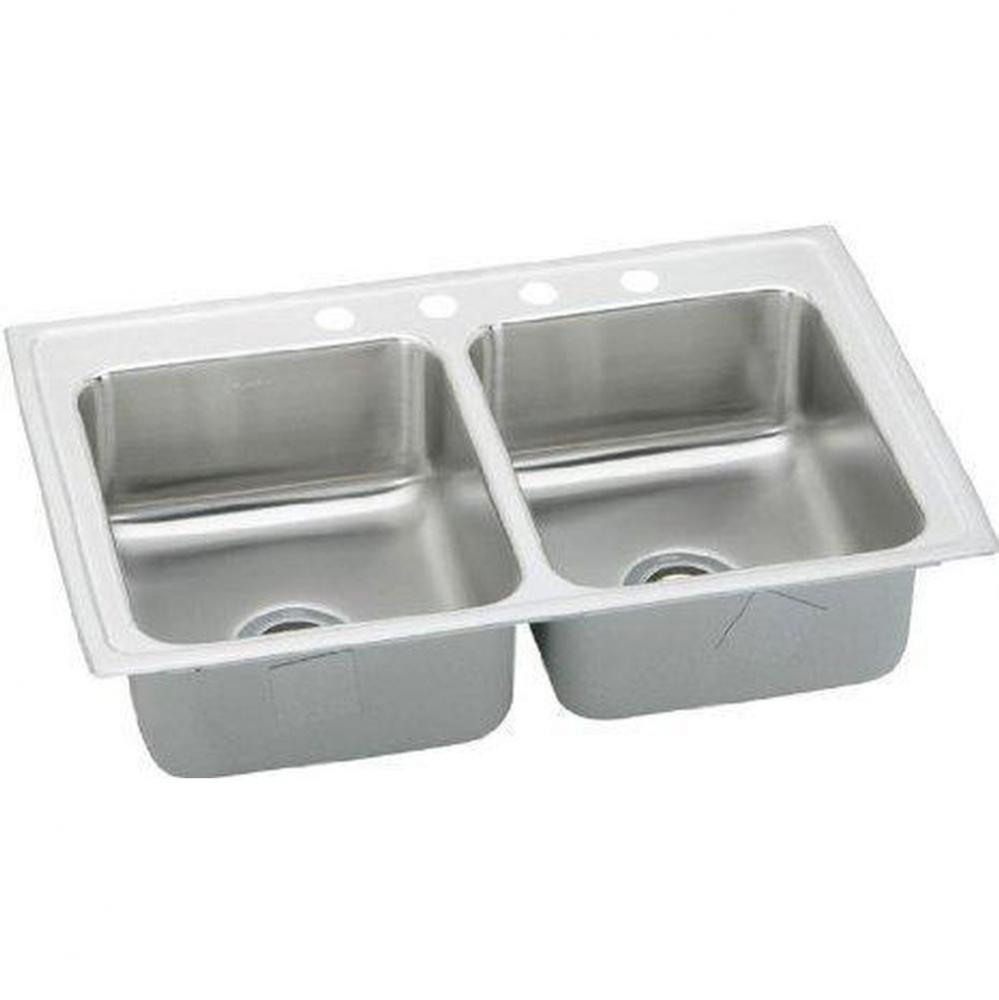 18 Gauge Stainless Steel 33&apos;&apos; x 21.25&apos;&apos; x 6.5&apos;&apos; Double Bowl Drop-in