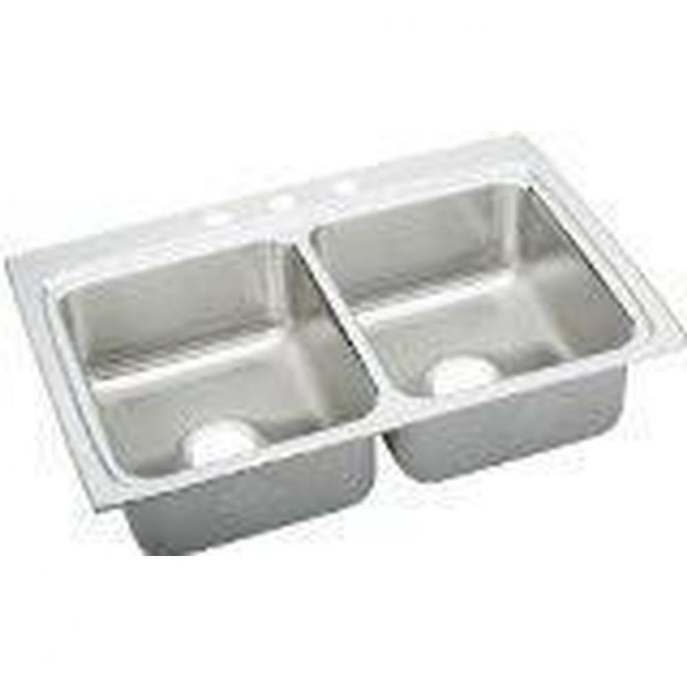 18 Gauge Stainless Steel 33&apos;&apos; x 22&apos;&apos; x 5.5&apos;&apos; Double Bowl Drop-in Kit