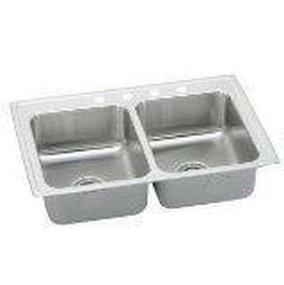 18 Gauge Stainless Steel 37&apos;&apos; x 22&apos;&apos; x 5.5&apos;&apos; Double Bowl Top Mount K
