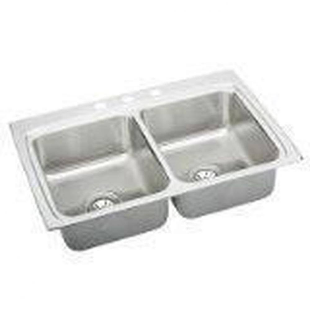 18 Gauge Stainless Steel 33&apos;&apos; x 22&apos;&apos; x 8.125&apos;&apos; Double Bowl Drop-in K