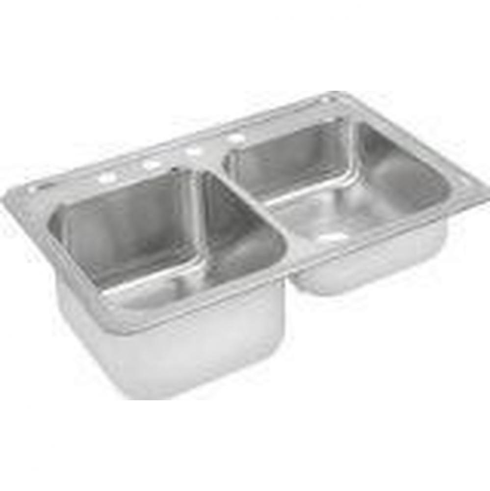 20 Gauge Stainless Steel 33&apos;&apos; x 22&apos;&apos; x 10.25&apos;&apos; Double Bowl Drop-in K
