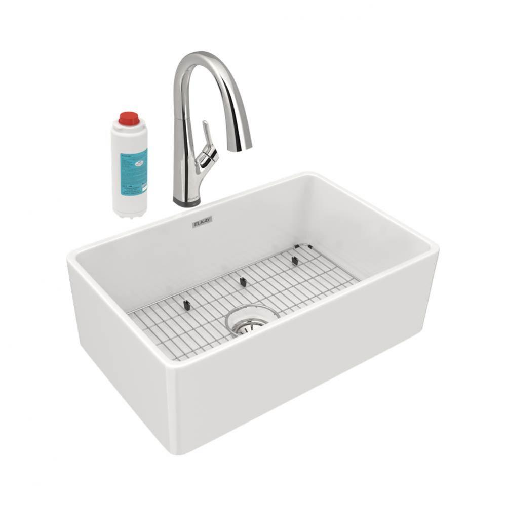 Fireclay 29-7/8&apos;&apos; x 19-3/4&apos;&apos; x 10-1/16&apos;&apos;, Single Bowl Farmhouse Sink