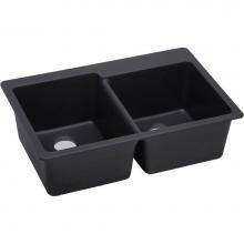 Elkay ELX250RCA0 - Quartz Luxe 33'' x 22'' x 9-1/2'' Offset Double Bowl Drop-in Sink Ca