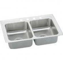 Elkay LR3319X - 18 Gauge Stainless Steel 33'' x 19.5'' x 7.625'' Double Bowl Drop-in