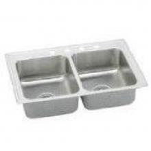 Elkay LRAD331940X - 18 Gauge Stainless Steel 33'' x 19.5'' x 4'' Double Bowl Top Mount K