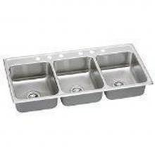 Elkay LTR542210X - 18 Gauge Stainless Steel 54'' x 22'' x 10.125'' Triple Bowl Drop-in