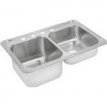 Elkay STCR3322LX - 20 Gauge Stainless Steel 33'' x 22'' x 10.25'' Double Bowl Drop-in K