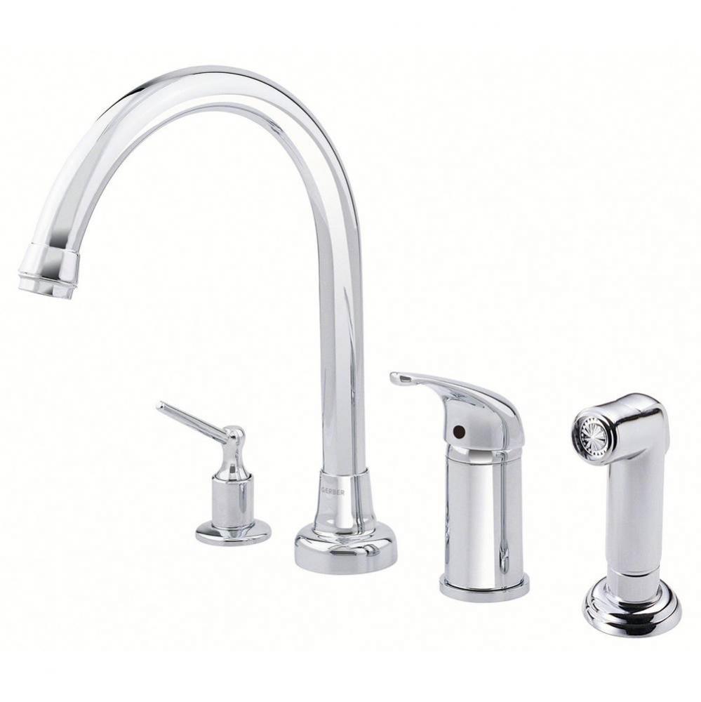 Melrose 1H High-Rise Kitchen Faucet w/ Soap Dispenser &amp; Spray 1.75gpm Chrome