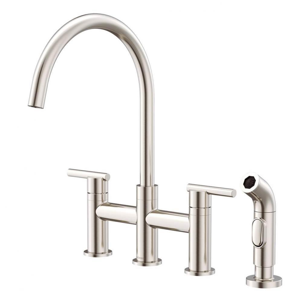 Parma 2H Bridge Kitchen Faucet w/ Spray 1.75gpm Stainless Steel